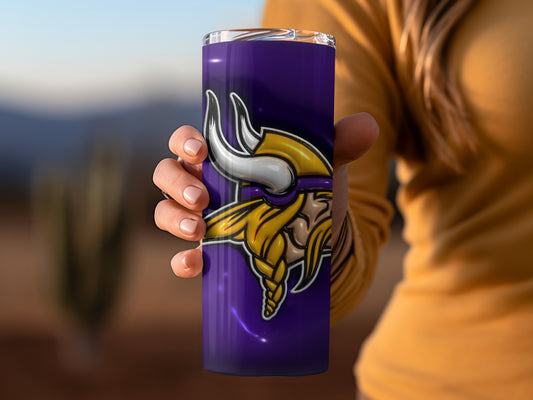 Purple Background with Minnesota Vikings Logo Tumblers