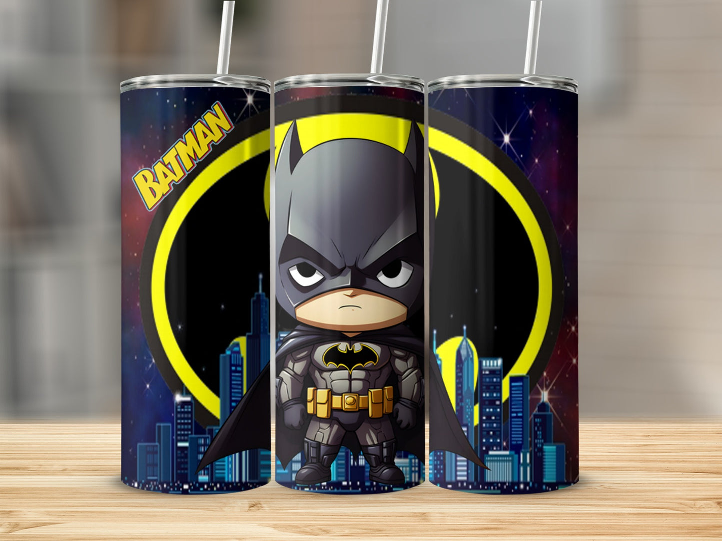 Batman Superhero Tumbler with Skyline Graphic Cup