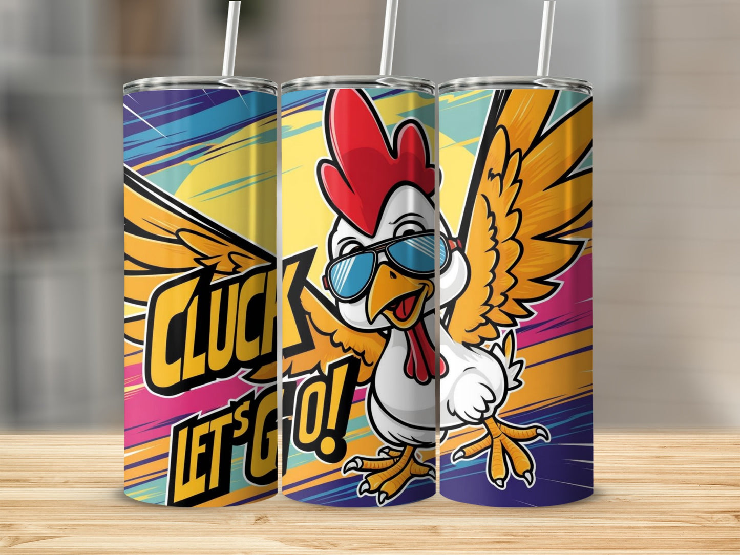 Cluck Let's Go Chicken with Sunglasses Tumbler