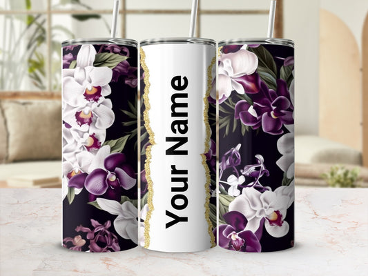 Personalized Floral Orchid Design Insulated Tumbler