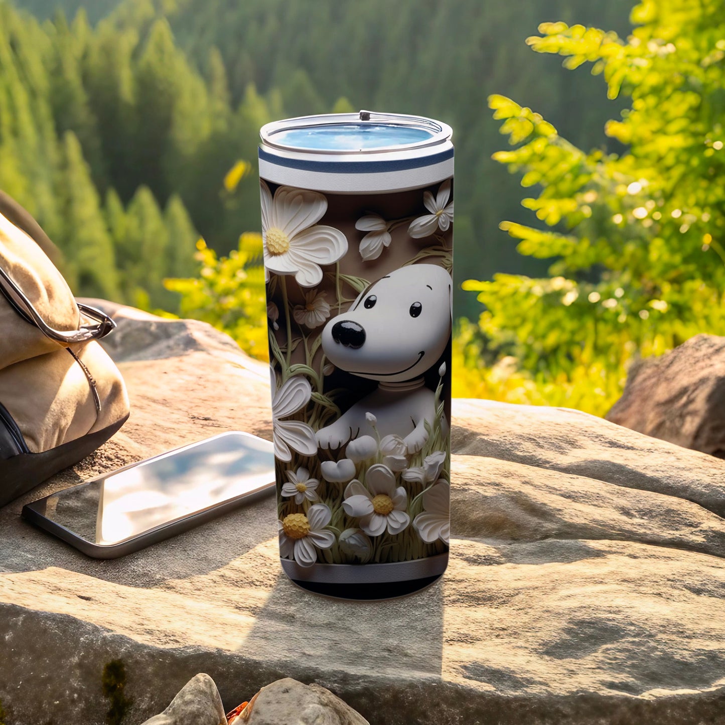 Floral Dog Character Tumbler for Outdoor Adventures