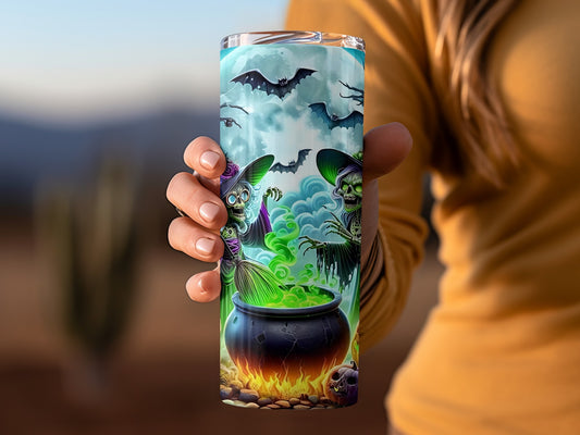 Spooky Witches and Cauldron Design Tumbler Product