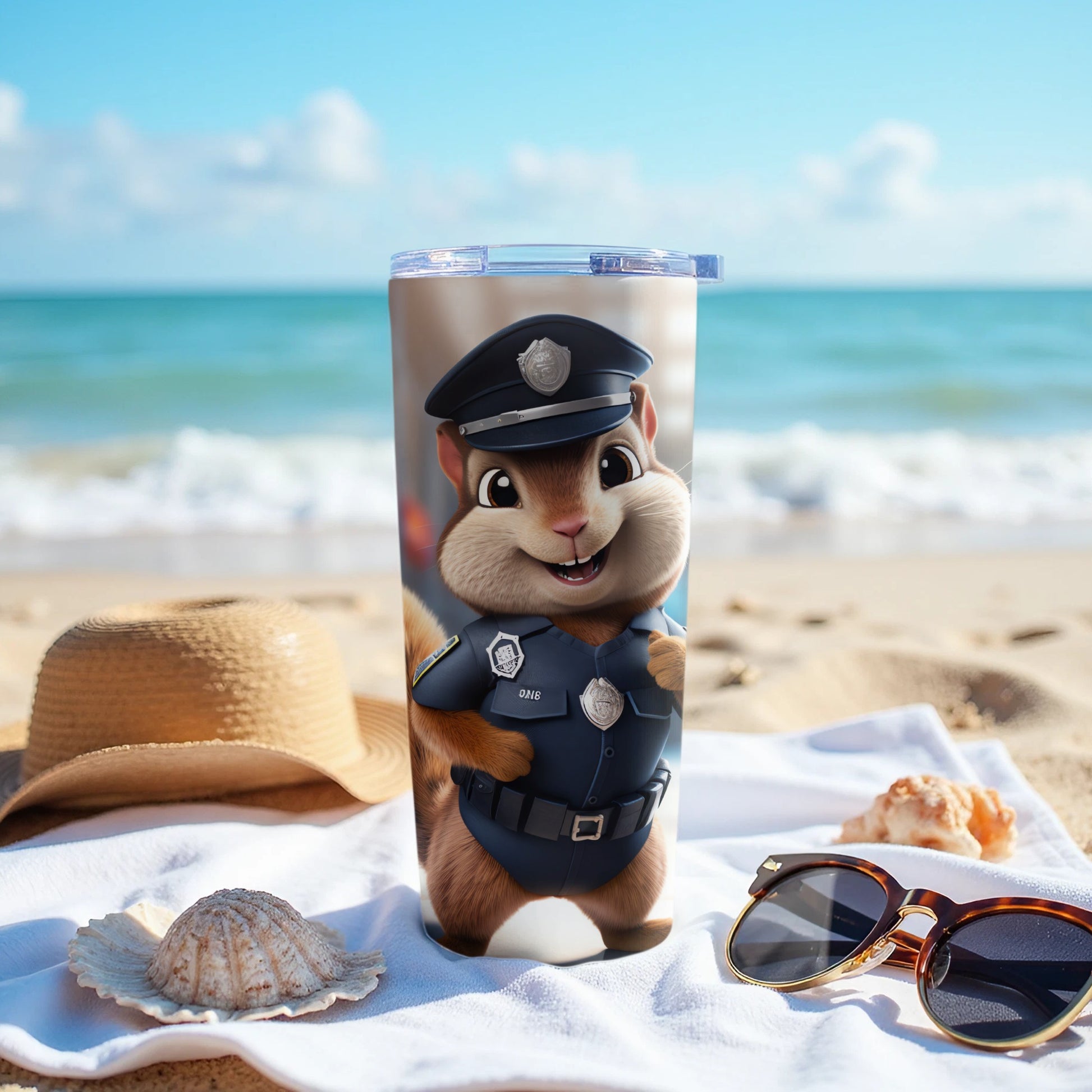 Smiling Police Squirrel Character Happy Design product type