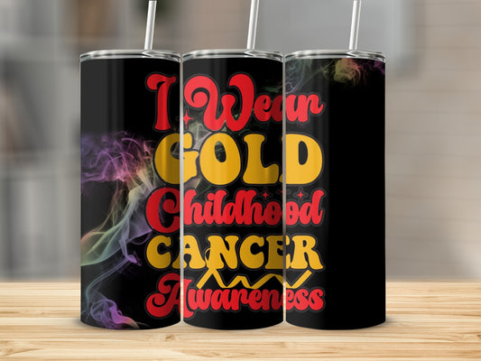I Wear Gold Childhood Cancer Awareness Tumbler