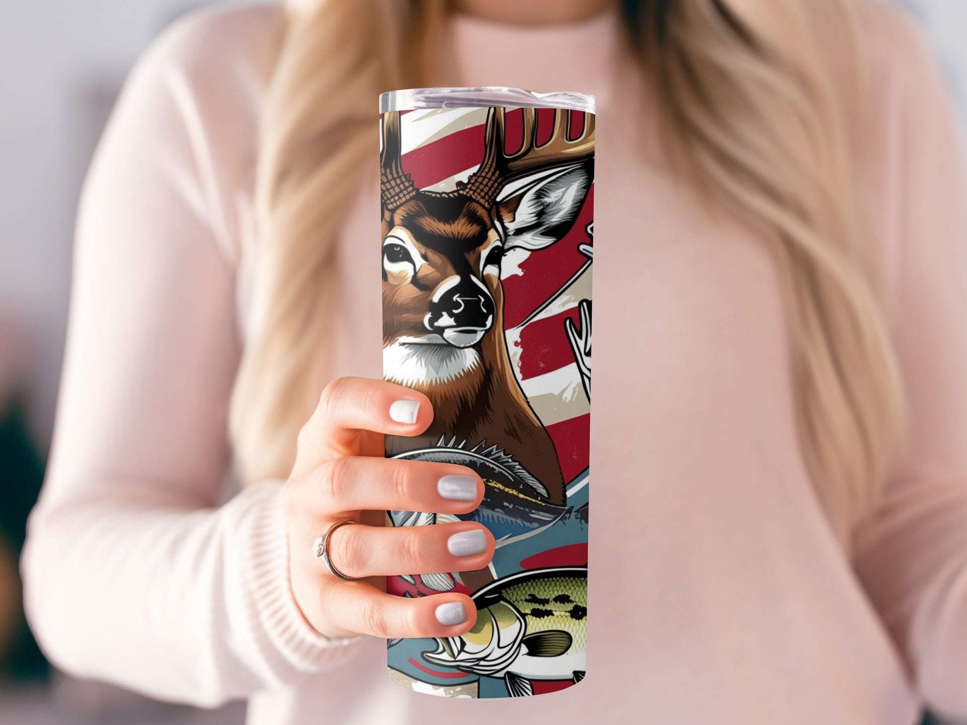 Colorful Hunting and Fishing Design Tumbler Cup