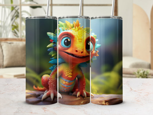 Cute Colorful Cartoon Lizard Stainless Steel Drink Tumbler