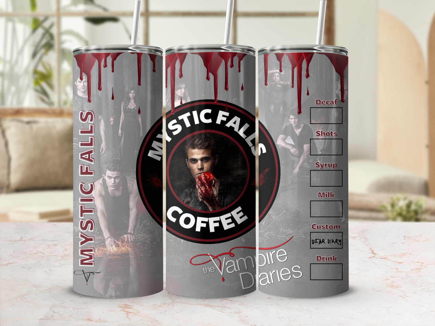 Mystic Falls Coffee the Vampire Diaries Tumbler Cup