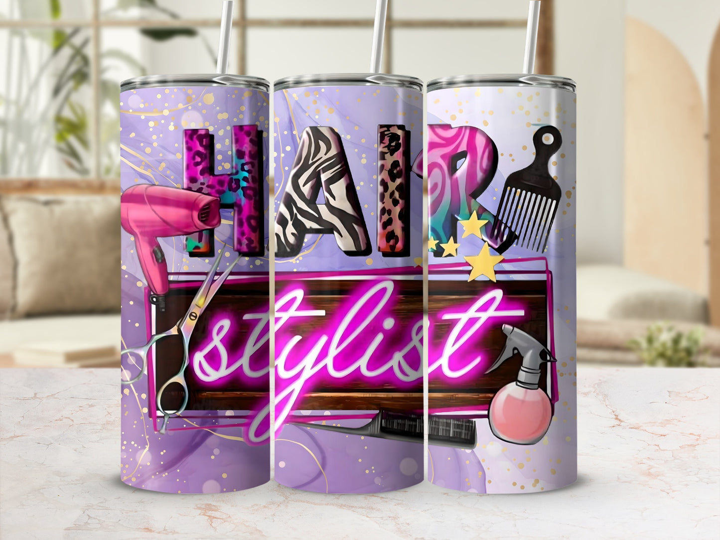 Colorful Hair Stylist Themed Tumbler for Salons