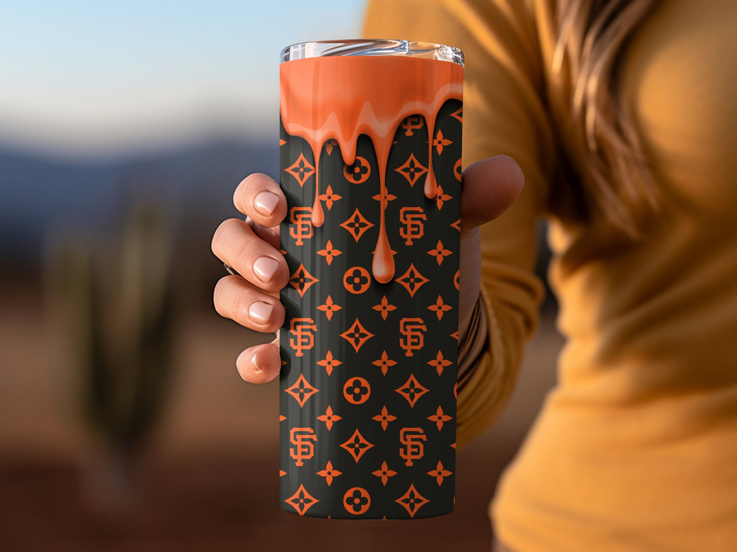 Orange Drip on LV with SF Giants Tumblers