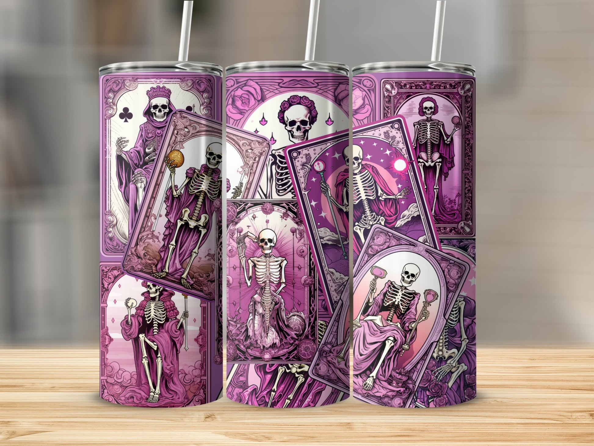 Gothic Skeleton Tarot Tumbler Stainless Steel Flask