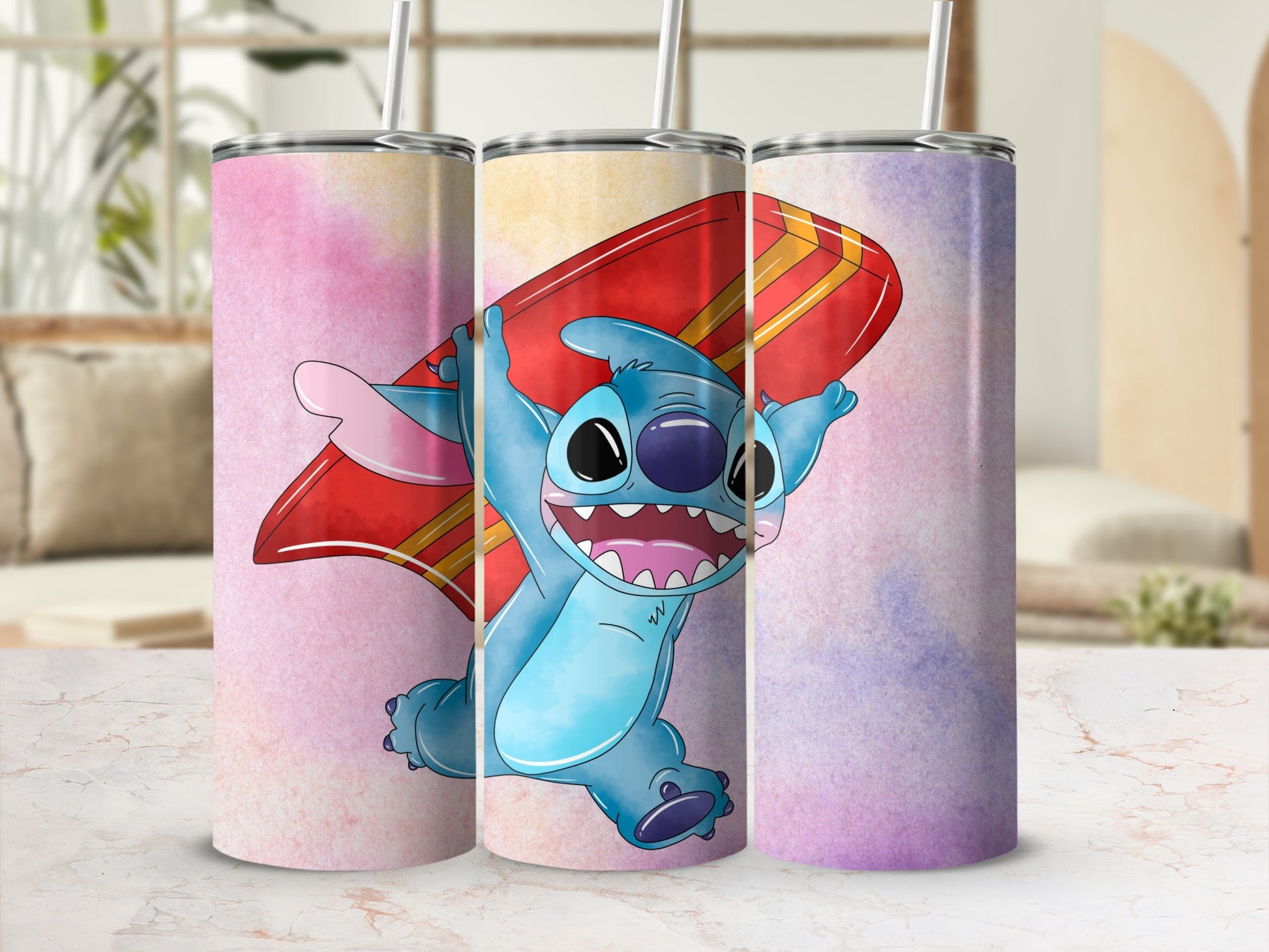 Surfing Alien with Red Surfboard Tumbler Product