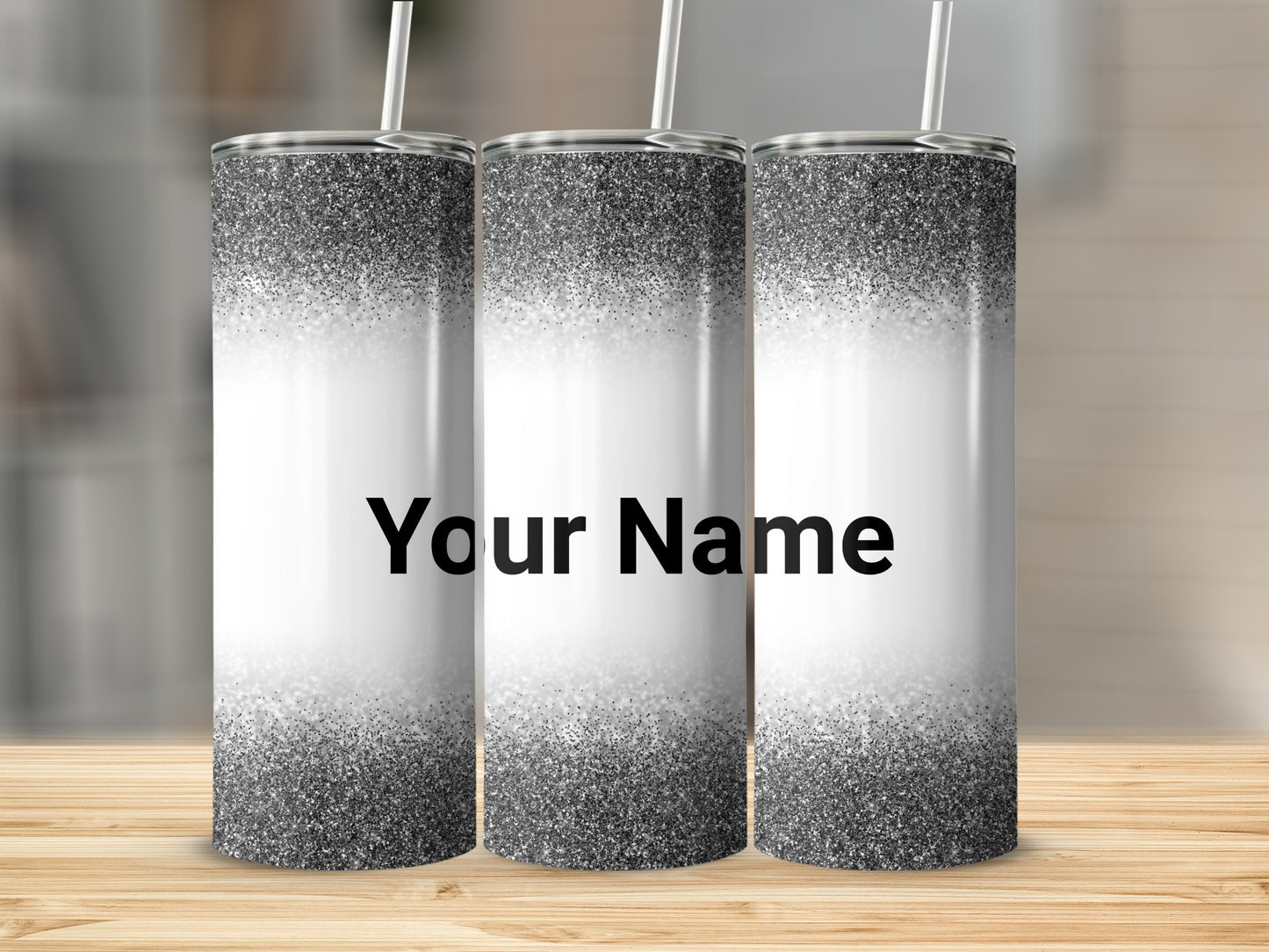 Customizable Glitter Gradient Design Tumbler Cup