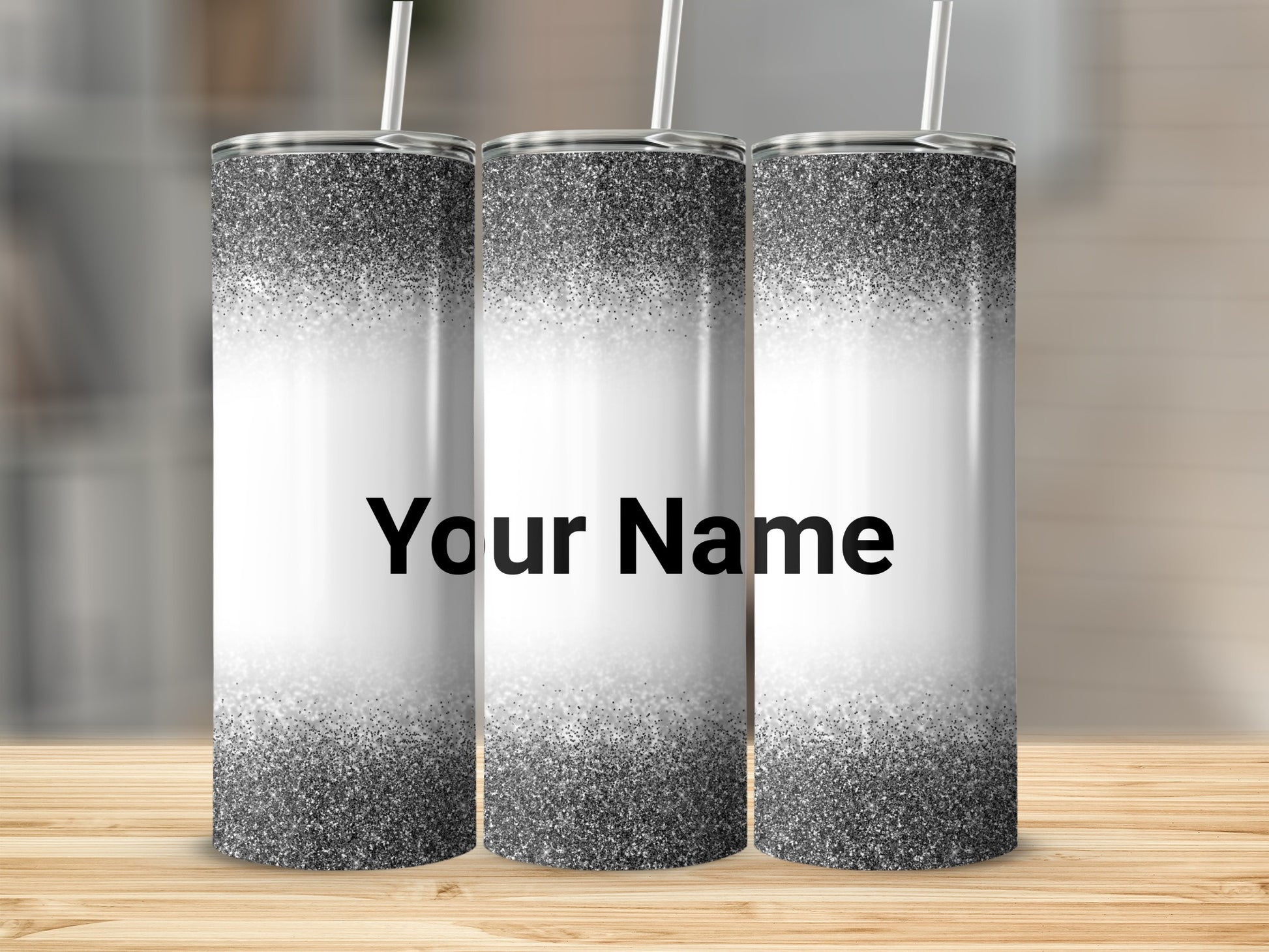 Customizable Glitter Gradient Design Tumbler Cup