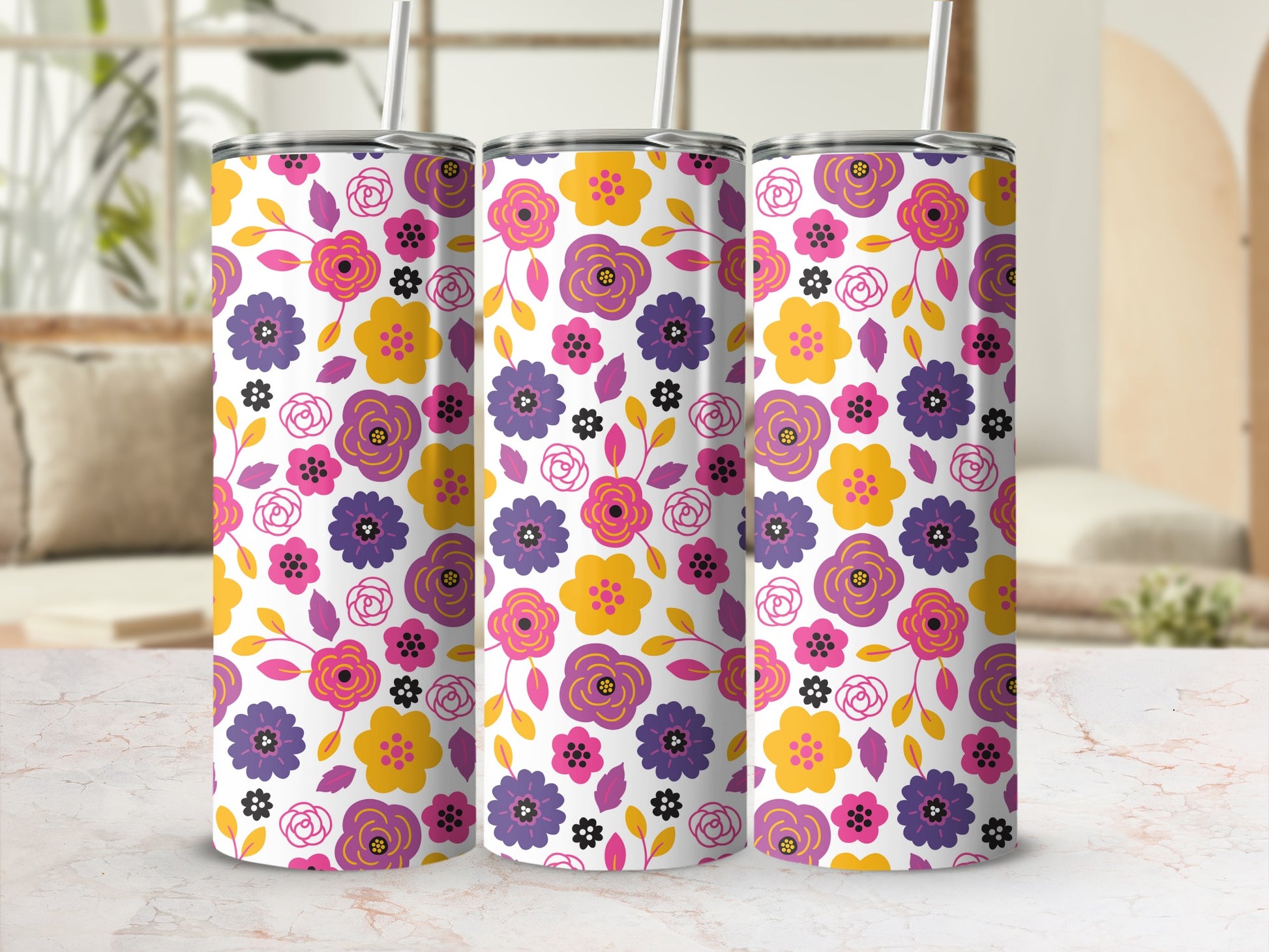 Colorful Floral Long-lasting Insulated Tumbler