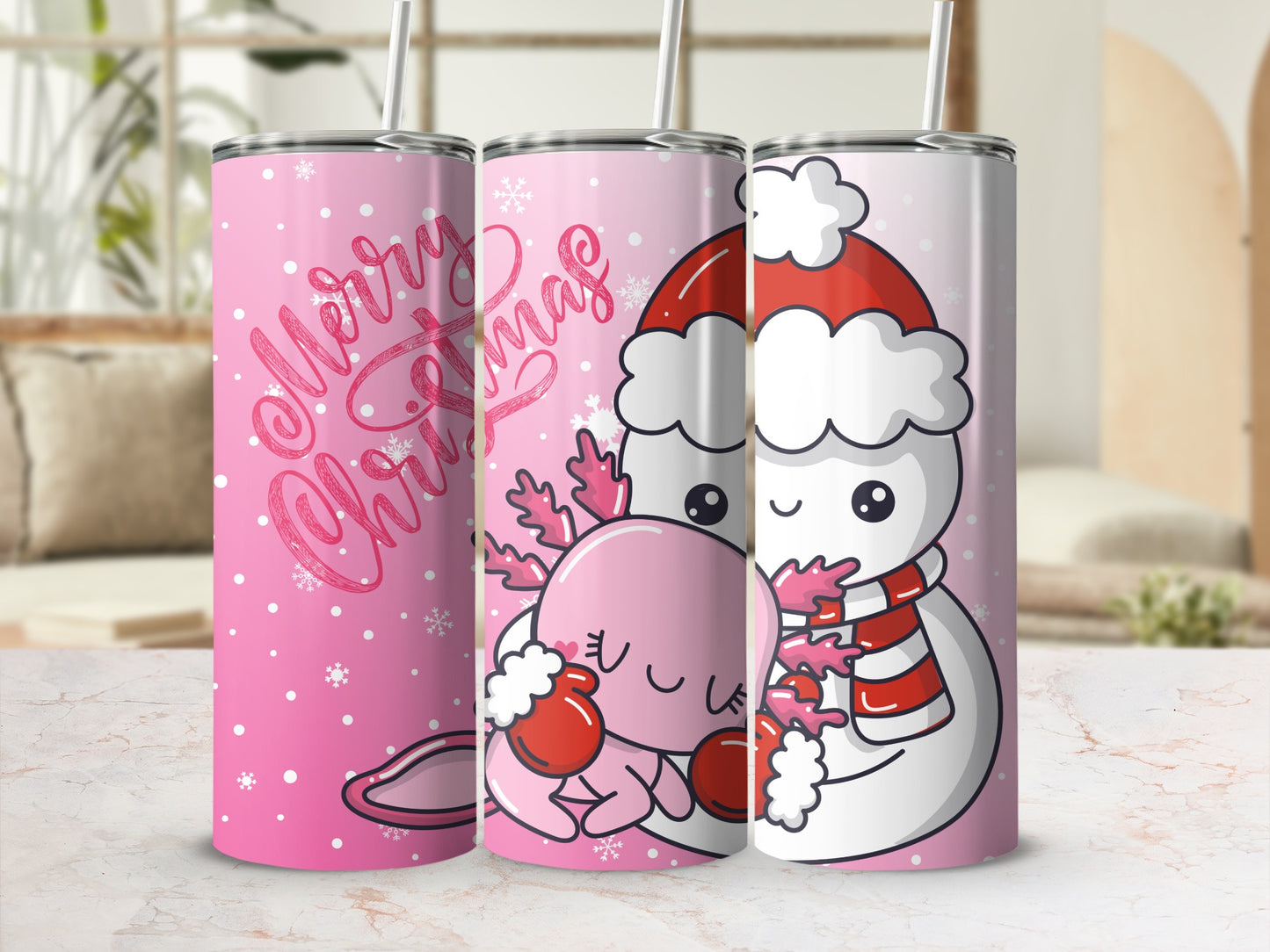 Festive Cartoon Christmas Tumblers Perfect for Holidays