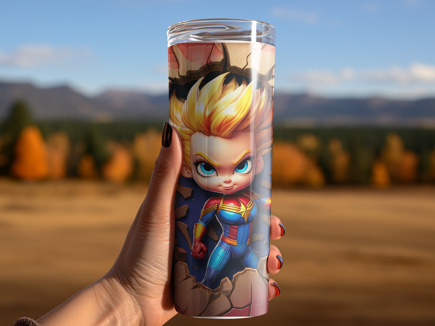 Captain Marvel Inspired Tumbler with Vivid Artwork