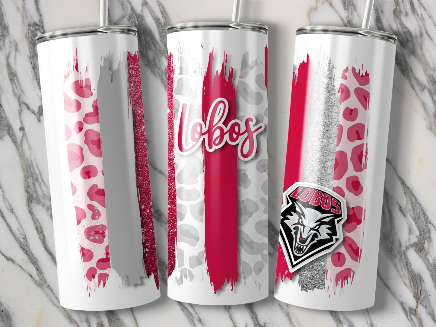 Lobos With Brushstrokes Patterns College Tumblers