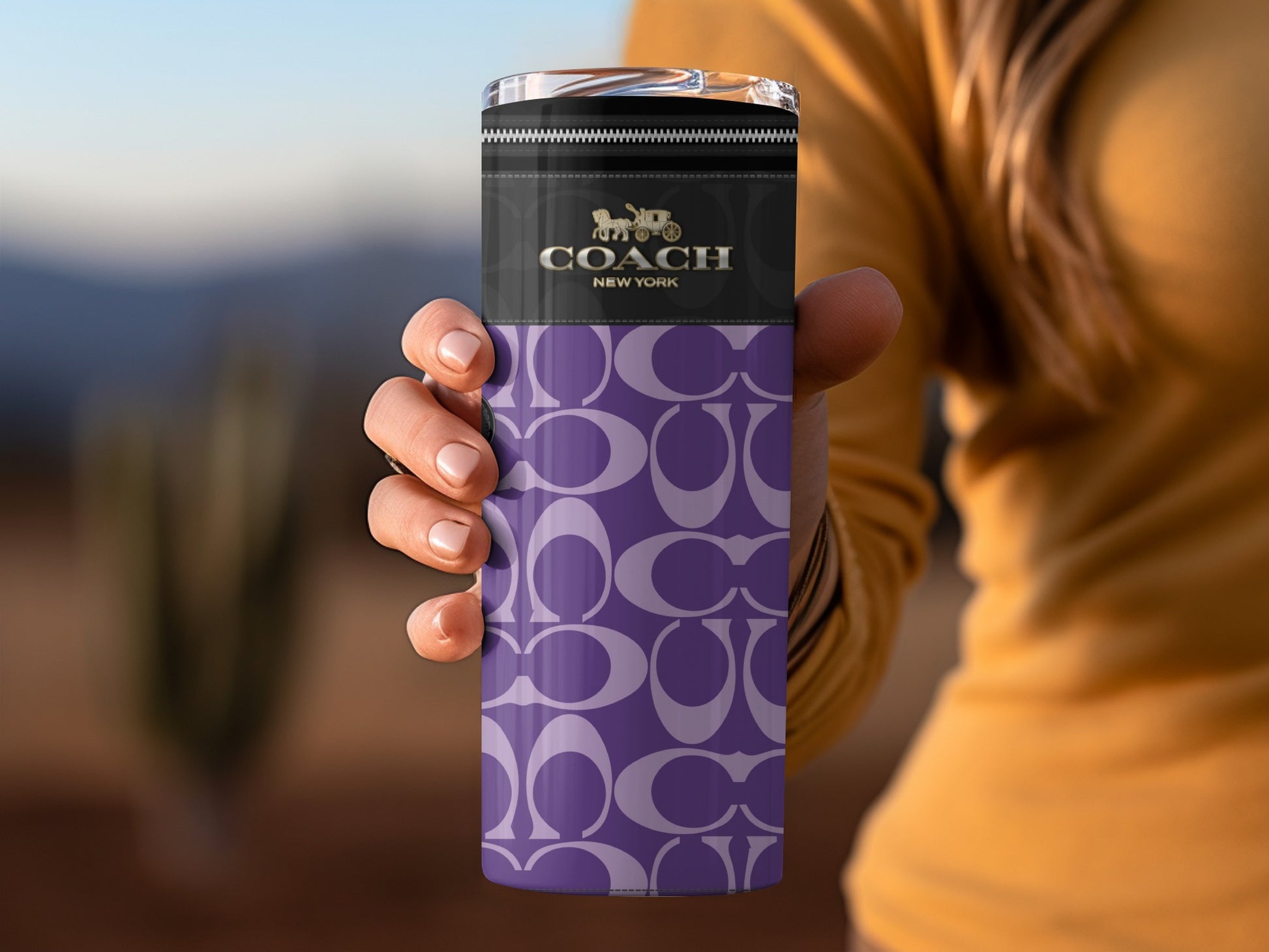 Stylish Coach New York Purple Logo Tumbler Cup