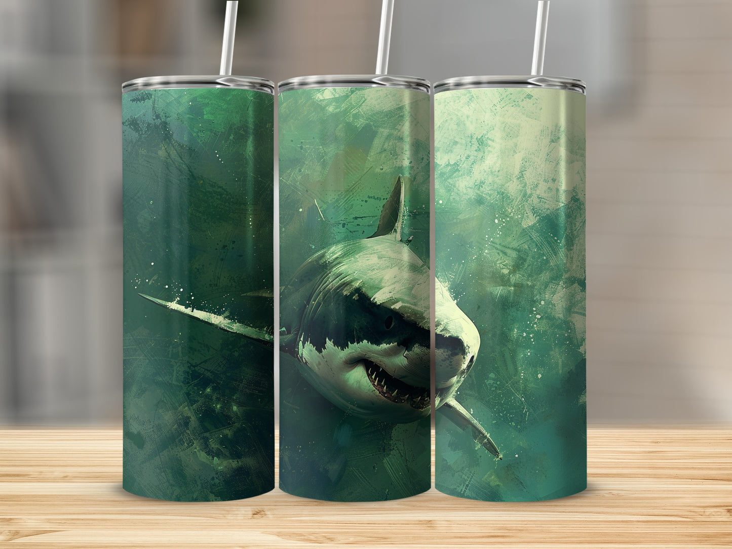 Great White Shark Green Water Artistic Tumbler product type