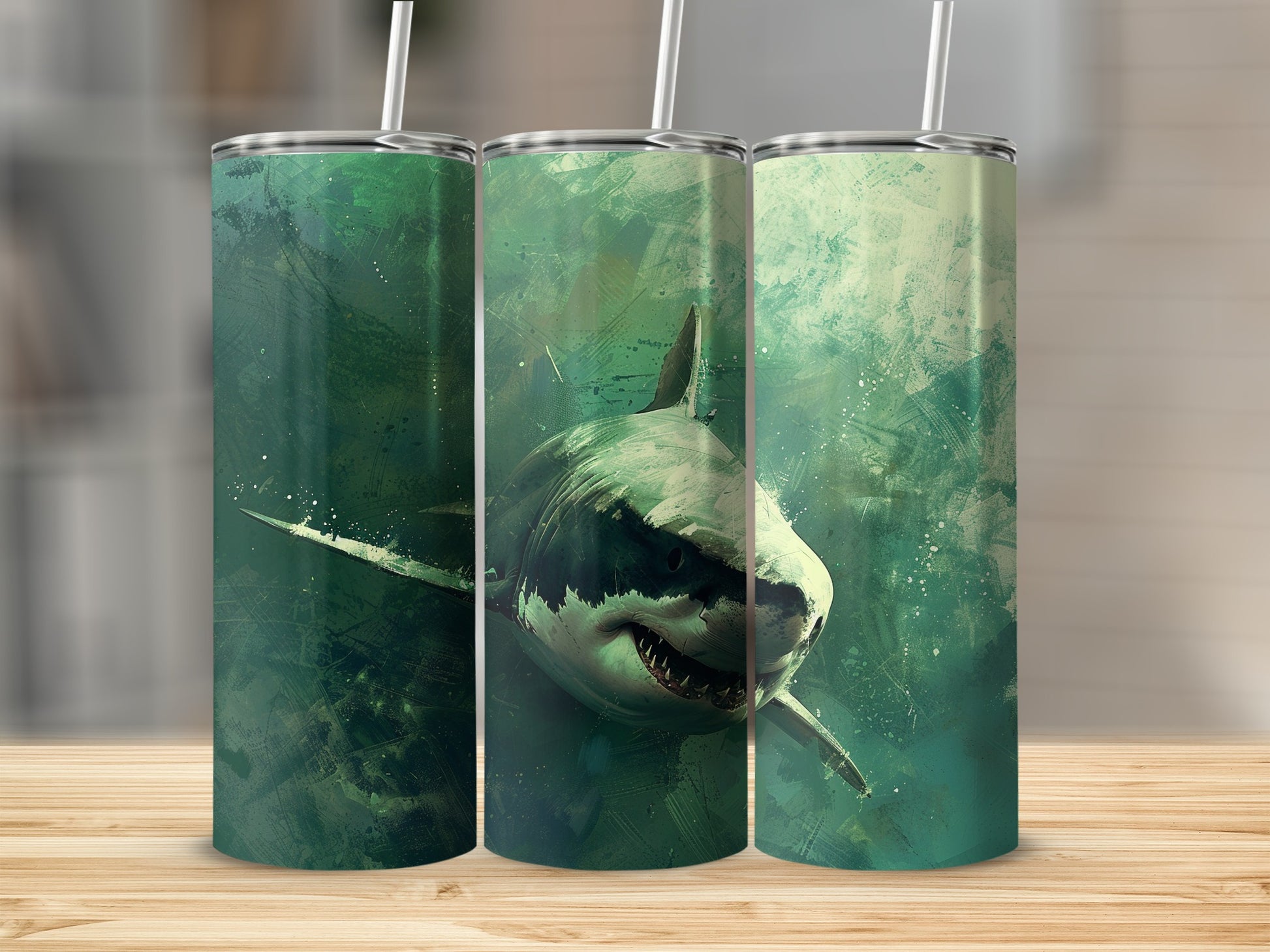 Great White Shark Green Water Artistic Tumbler product type
