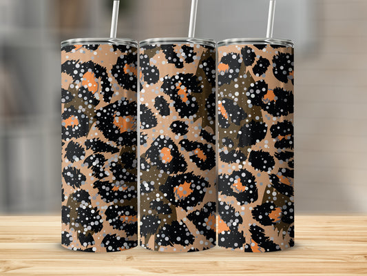 Leopard Print Tumbler with Colorful Dot Pattern