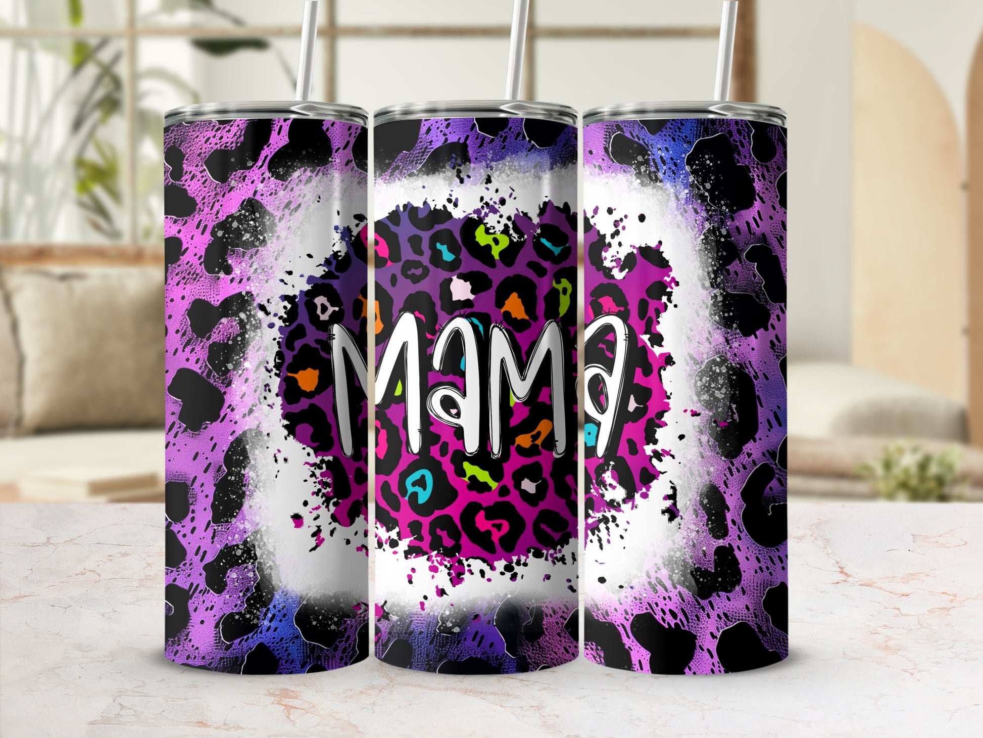 Colorful Leopard Print Mama Design Tumbler Product