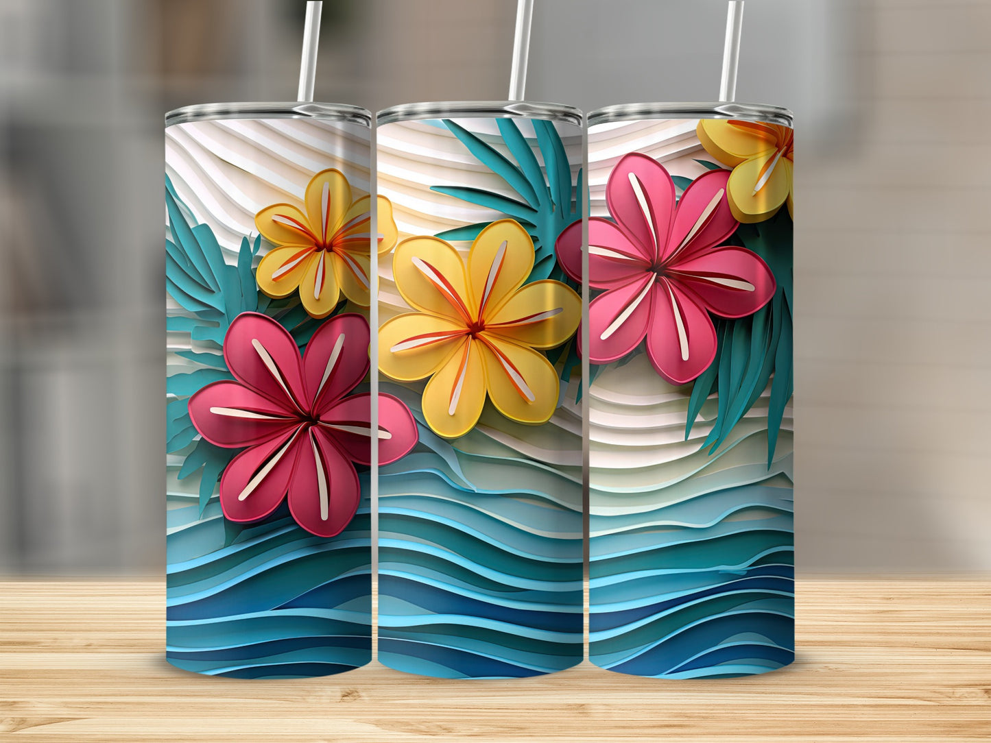 Vibrant Floral Design Tumbler with Intricate Details
