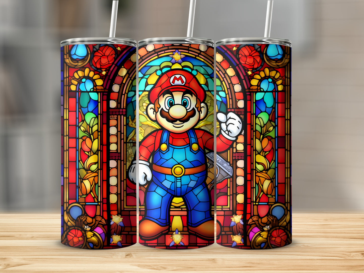 Stained Glass Art Design Tumbler with Popular Character