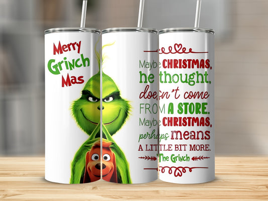 Grinch Christmas Tumbler Holiday Drinkware Gift