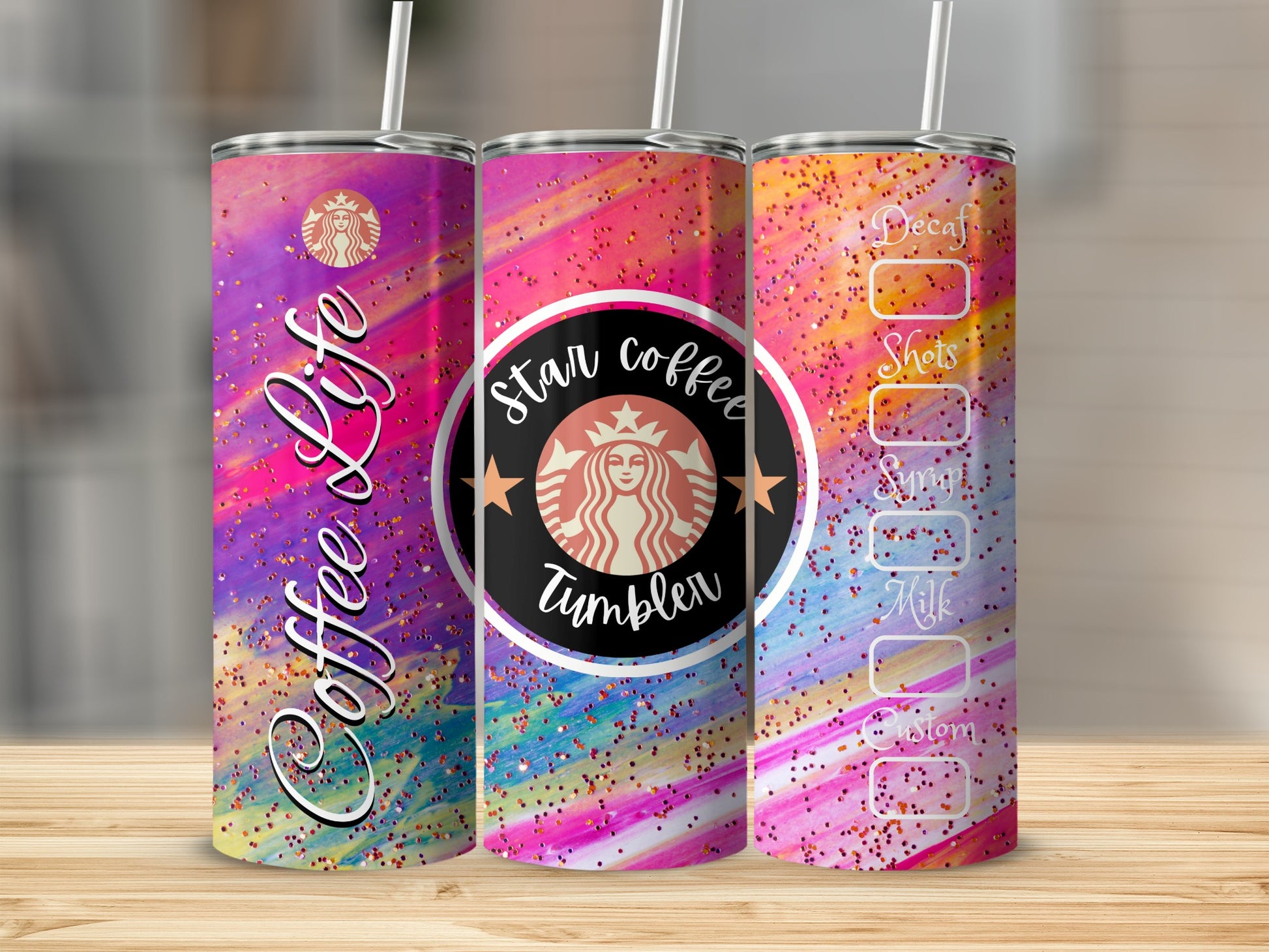 Colorful Star Coffee Life Tumbler for All Drink Types