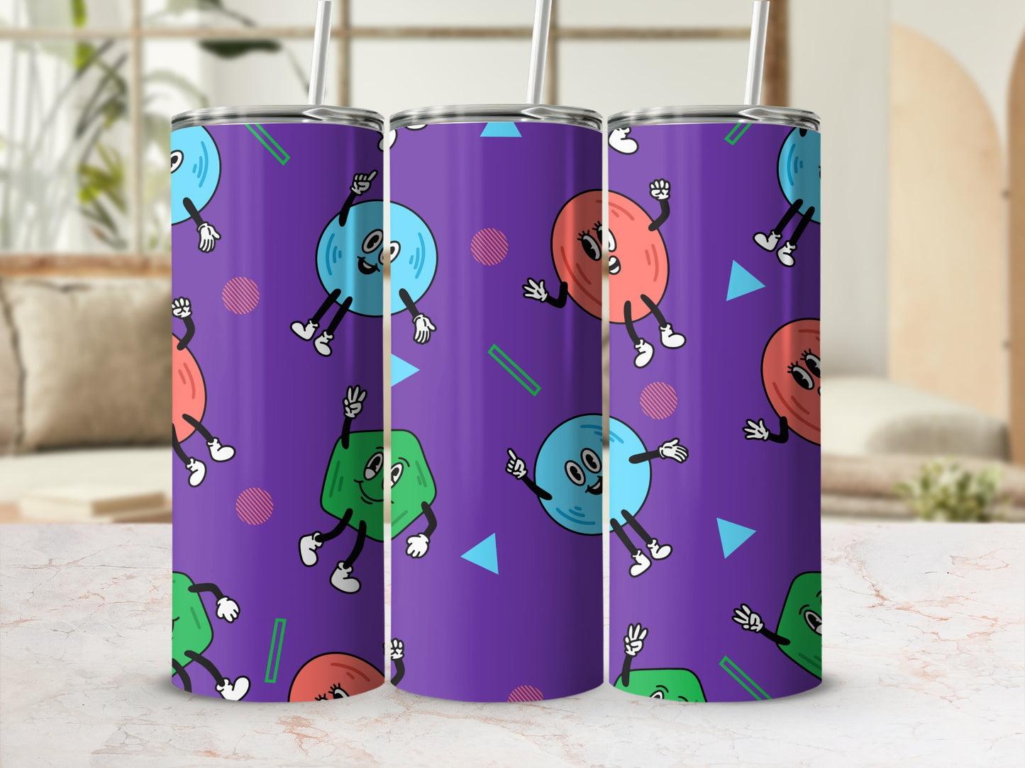 Colorful Cartoon Character Pattern Tumbler