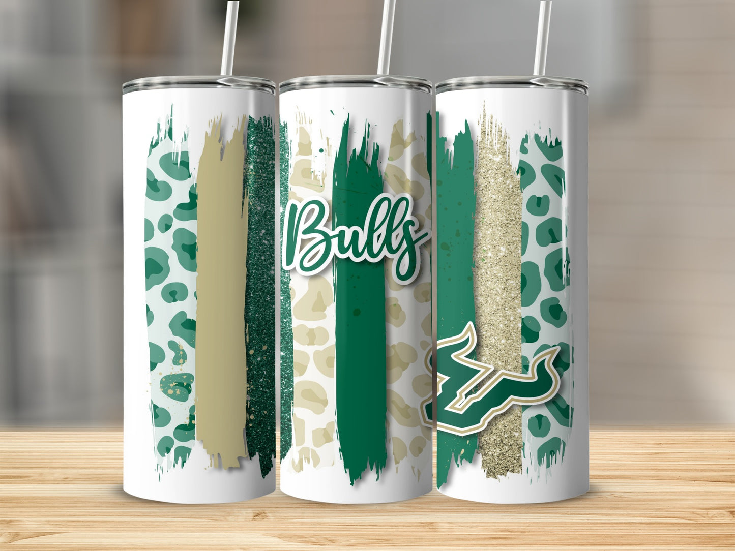 Bulls Design with South Florida Logo and Animal Prints Tumblers