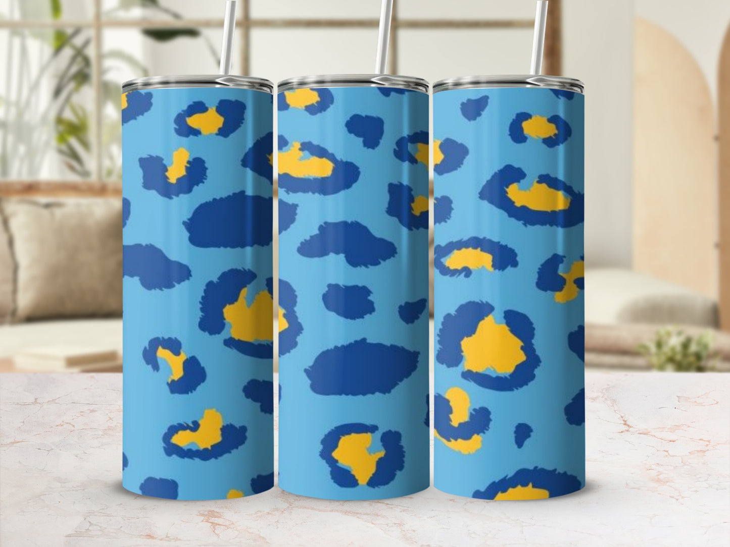 Blue and Yellow Abstract Pattern Tumbler for Everyday Use