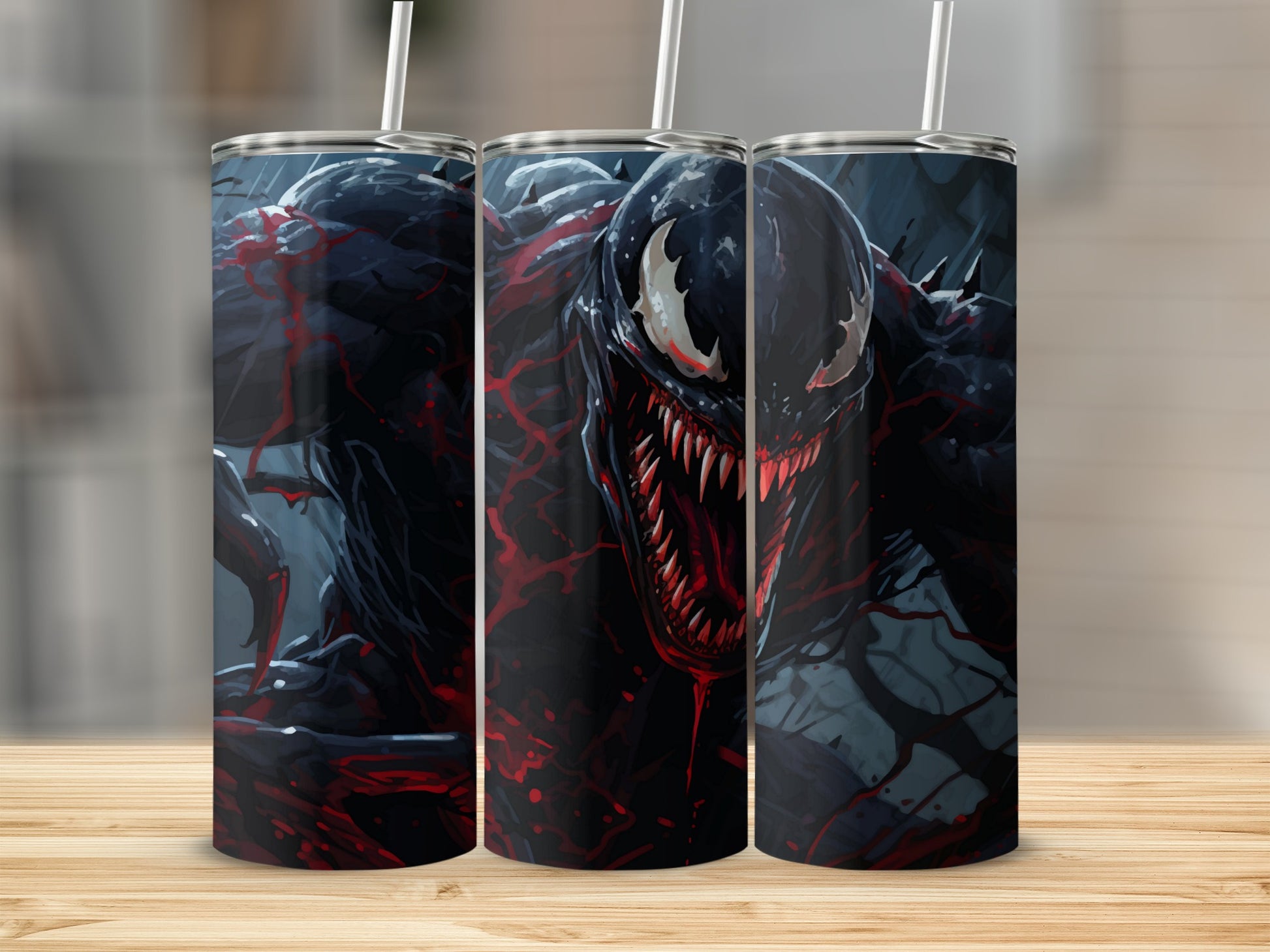Scary Monster with Red Accents Travel Tumbler