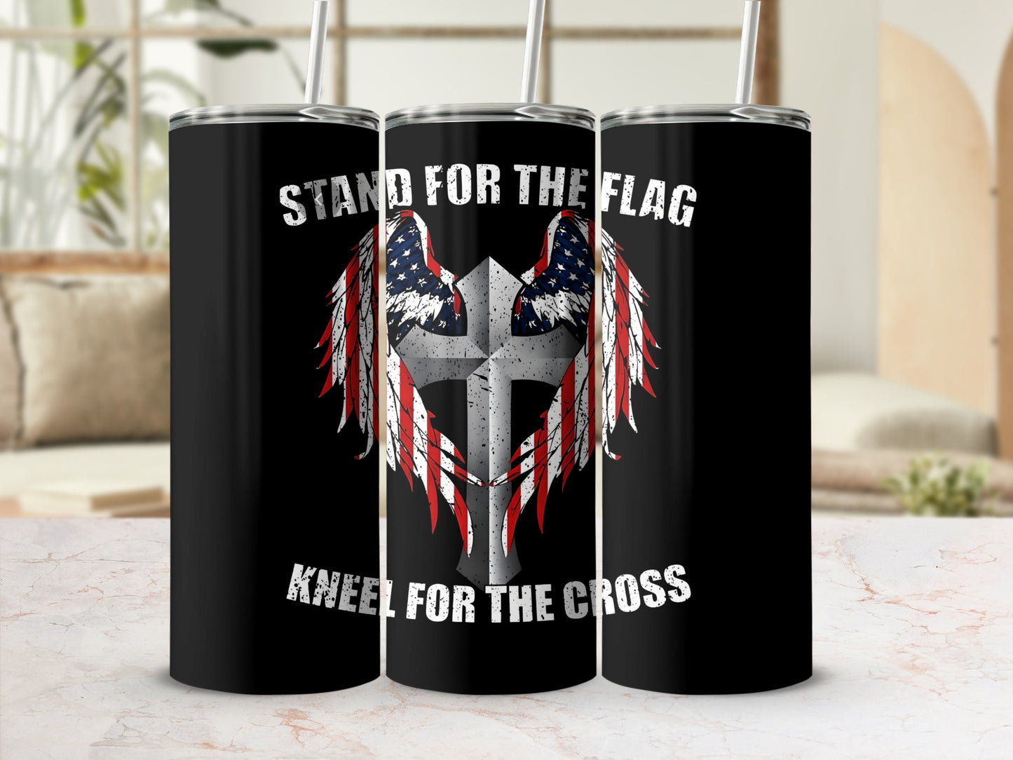 Stand For The Flag Kneel For The Cross tumbler
