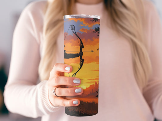 Archery Silhouette at Sunset Tall Drinkware Tumbler