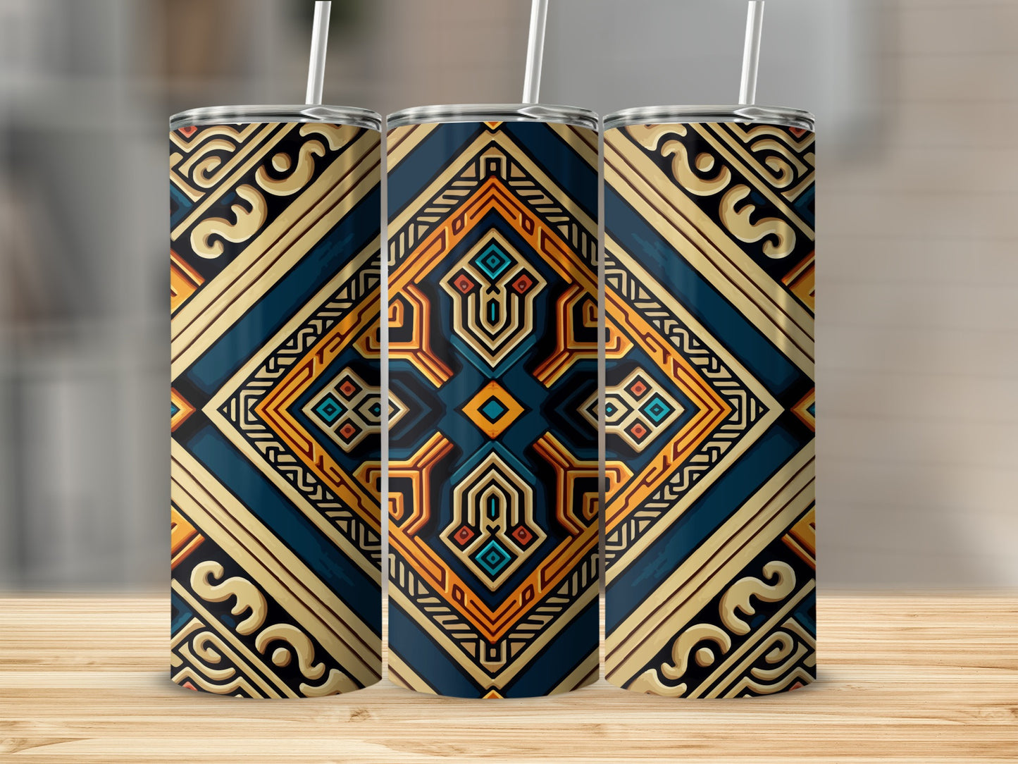 Geometric Tribal Design Stainless Steel Tumbler