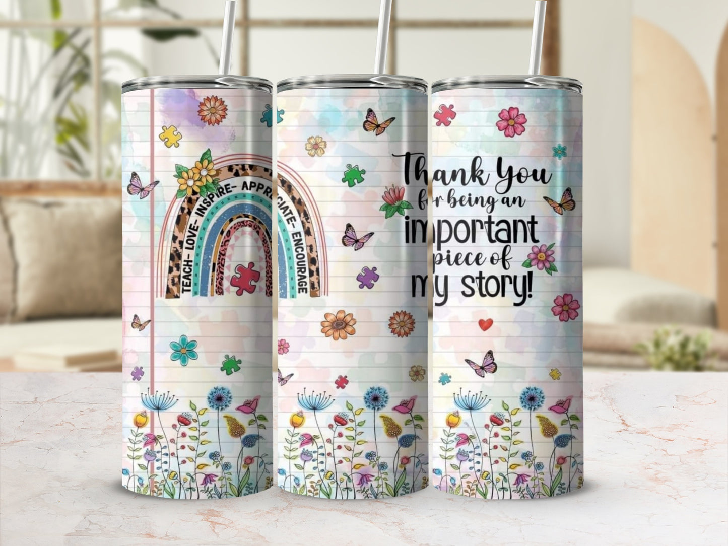 Teach Love Inspire Autism Awareness Graphic Tumblers