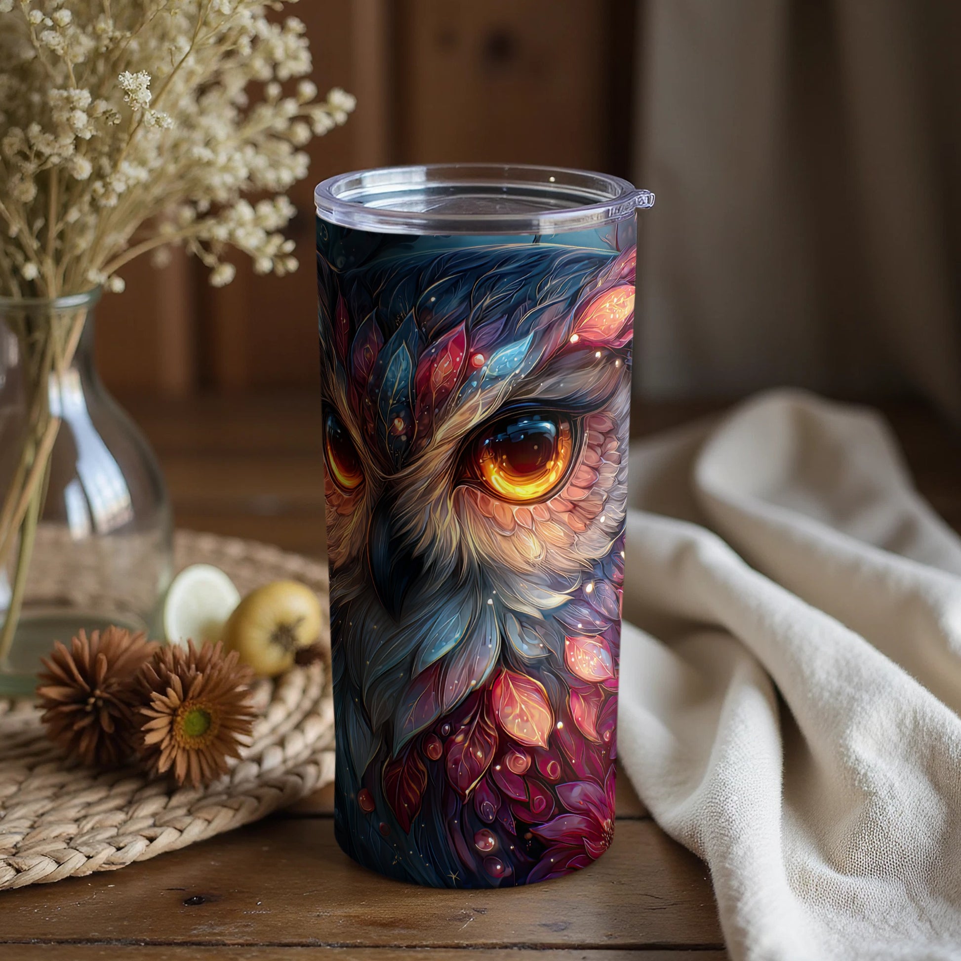 Vibrant Colorful Owl Design Tumbler Cup for Daily Use