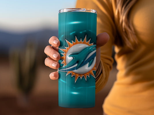Miami Dolphins Logo Teal Background Design Cool Tumblers