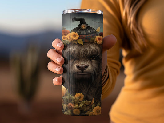 Highland Cow With Floral Hat Design Drinkware Product