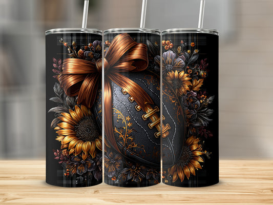 Floral Football Tumbler with Sunflower Design