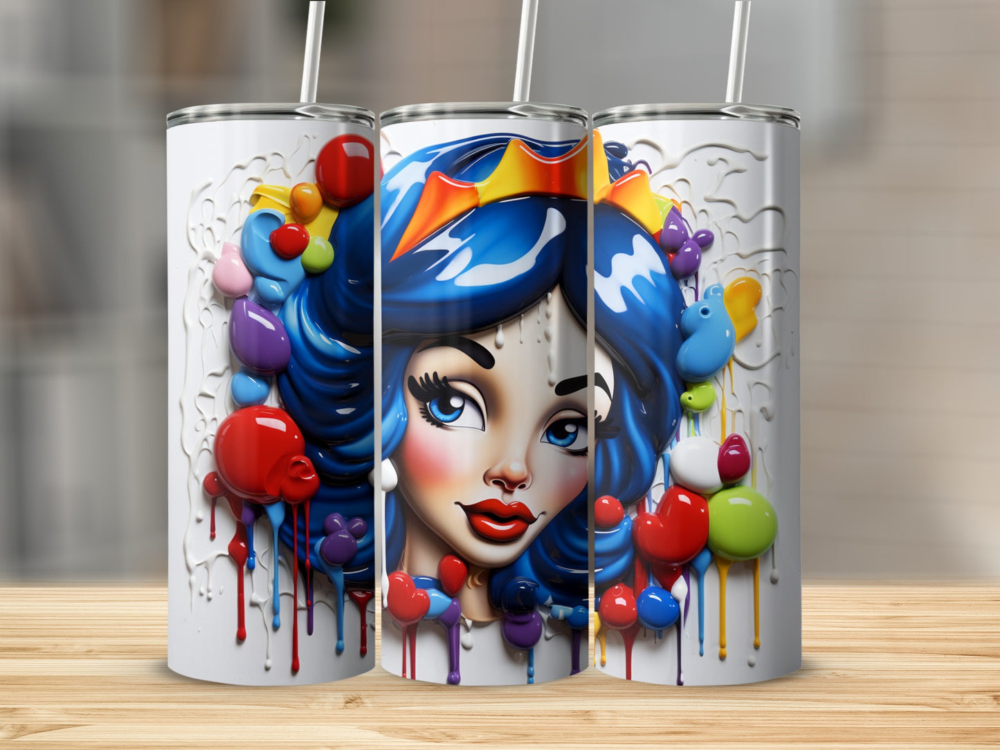 Colorful Dripping Paint Art Tumbler Design