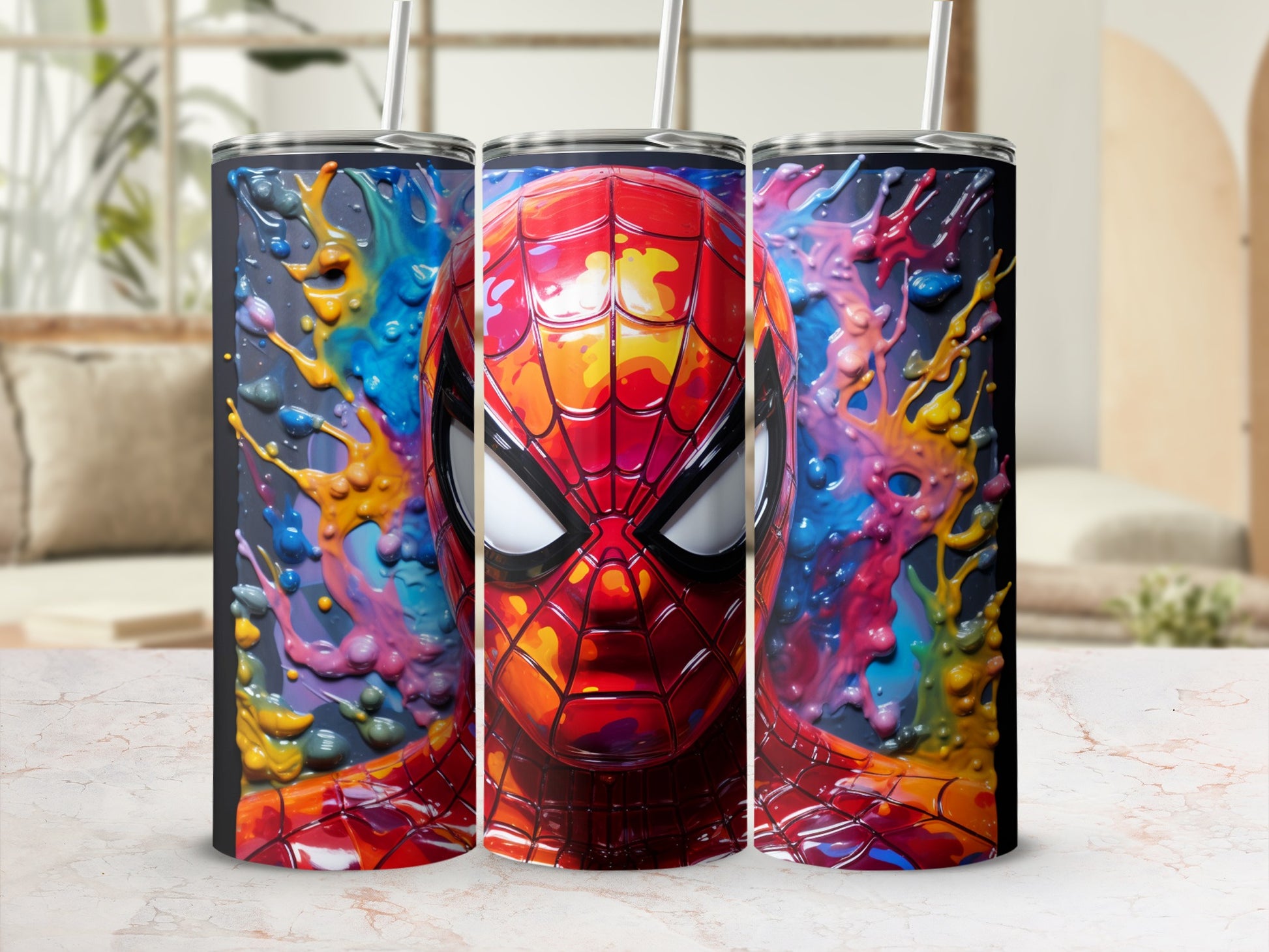 Color Splash Spiderman Design Tumbler Cup