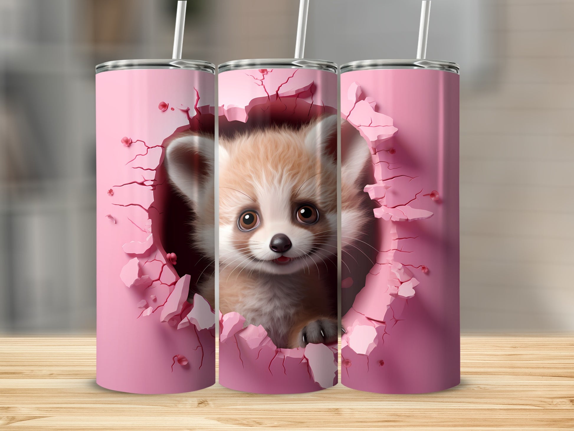 Adorable Print of Baby Fox Breaking Through Wall Tumbler