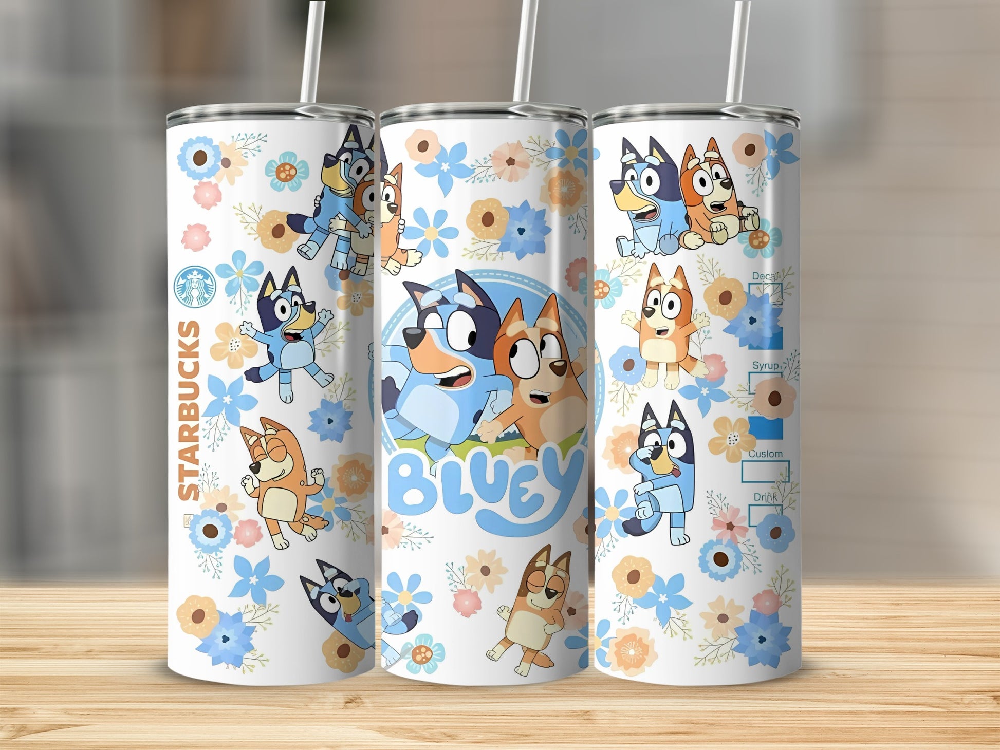 Bluey Themed Starbucks Custom Tumbler Cup for Kids