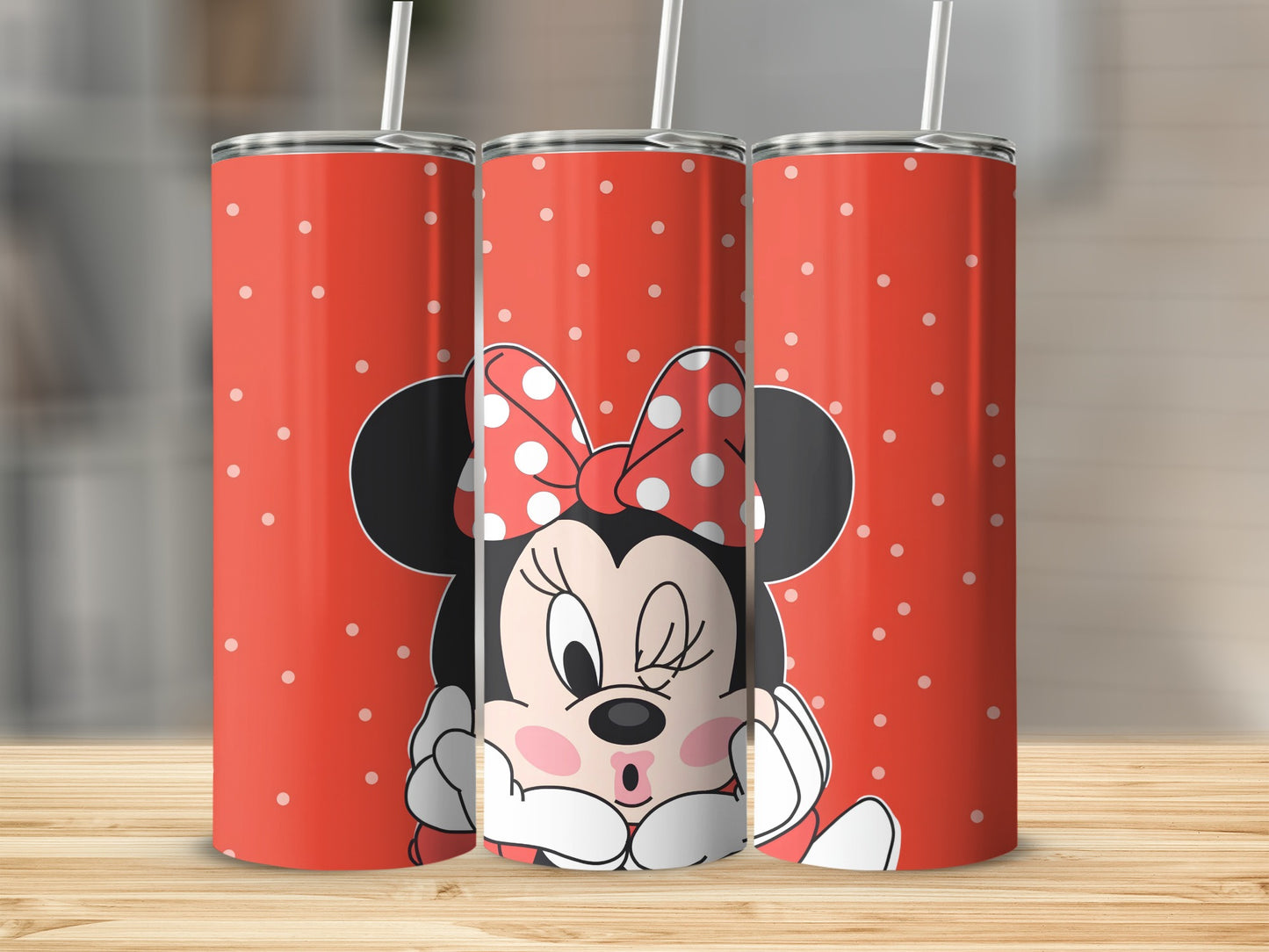 Cute Cartoon Character Red Polka Dot Tumbler Beverage