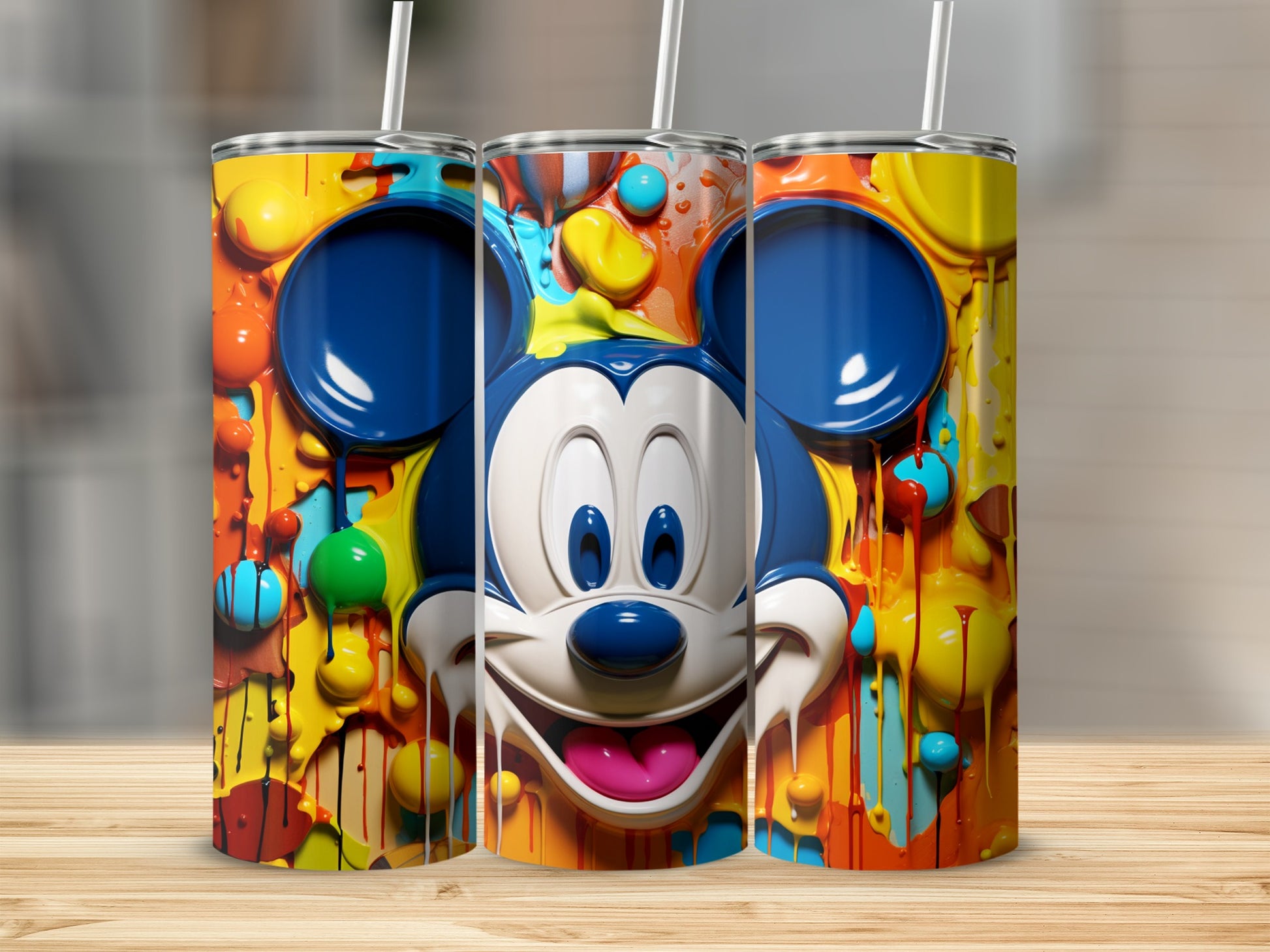 Colorful Cartoon Character Tumbler with Straw