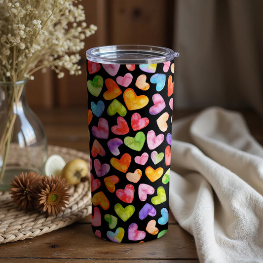 Colorful Heart Patterns Insulated Tumbler Product