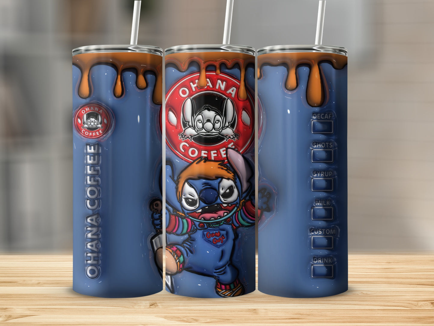 Unique Stitch Ohana Coffee Design Insulated Tumbler